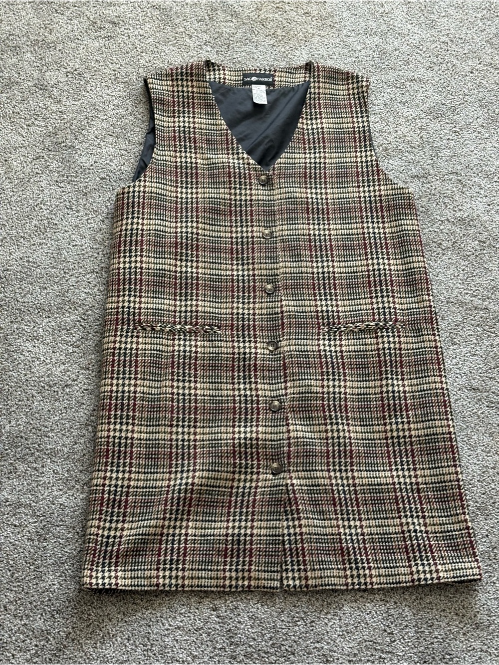 Vintage 90s Multi-Color Plaid Midi Dress Vest